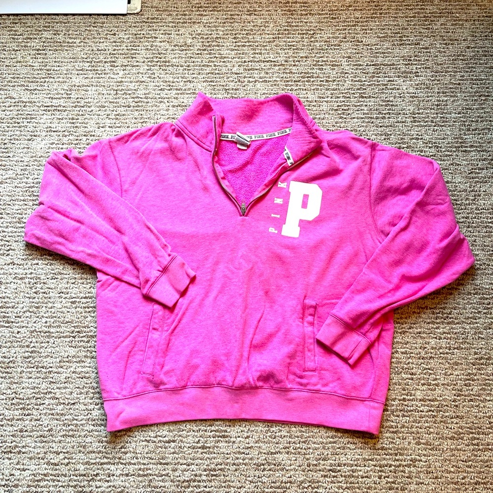 Victoria’s Secret PINK 1/4 zip sweatshirt in pink FUC